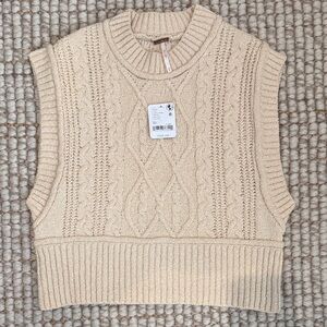 Free People Cable Knit Sleeveless Sweater Vest